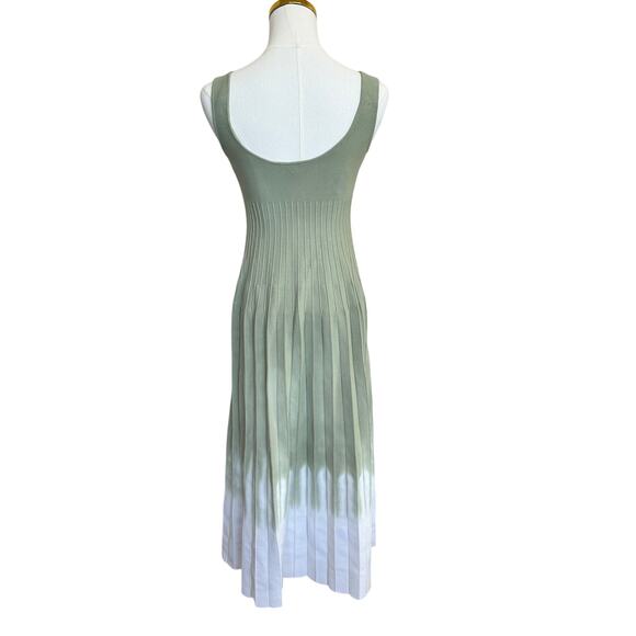 Staud Dip Dye Fit n Flare Knit Midi Dress XL Pleated Romantic Sleeveless $300 - Picture 9 of 10